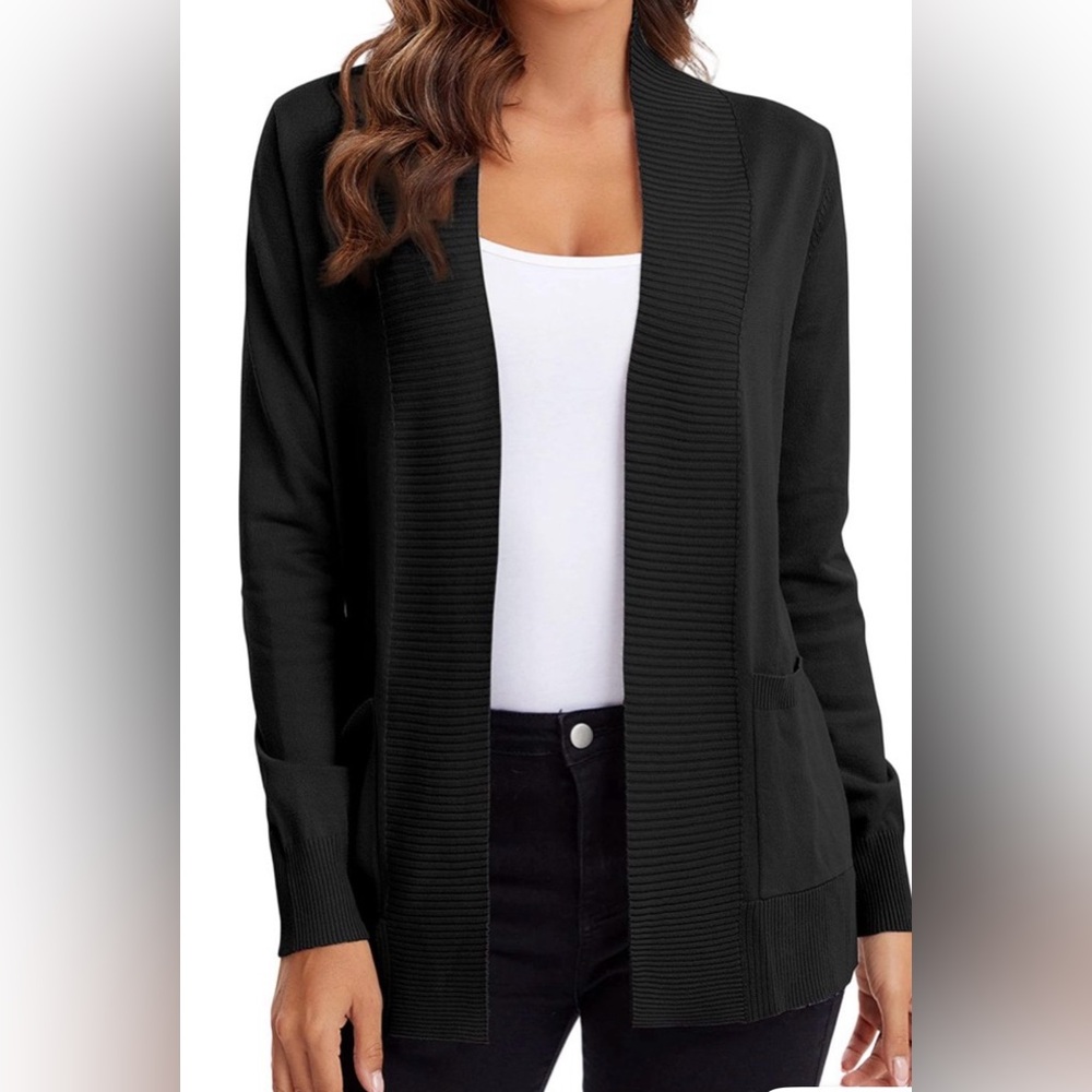 Hanna Andersson Black Long Cardigan Pockets Combed Cotton Cozy Capsule Lagenlook